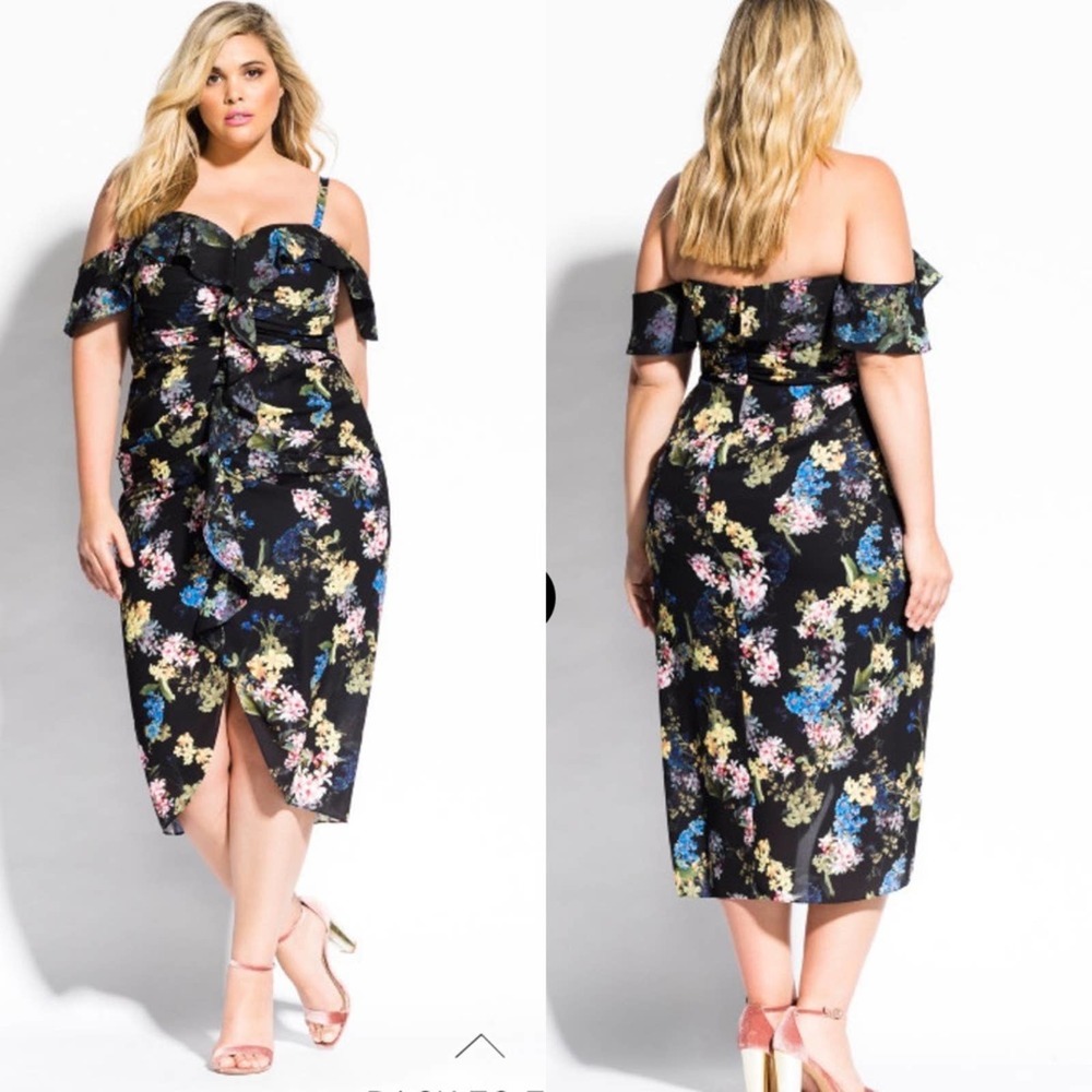 18 plus size NEW City Chic Honey Suckle Dress Black Womens Plus 18 - Picture 2 of 10